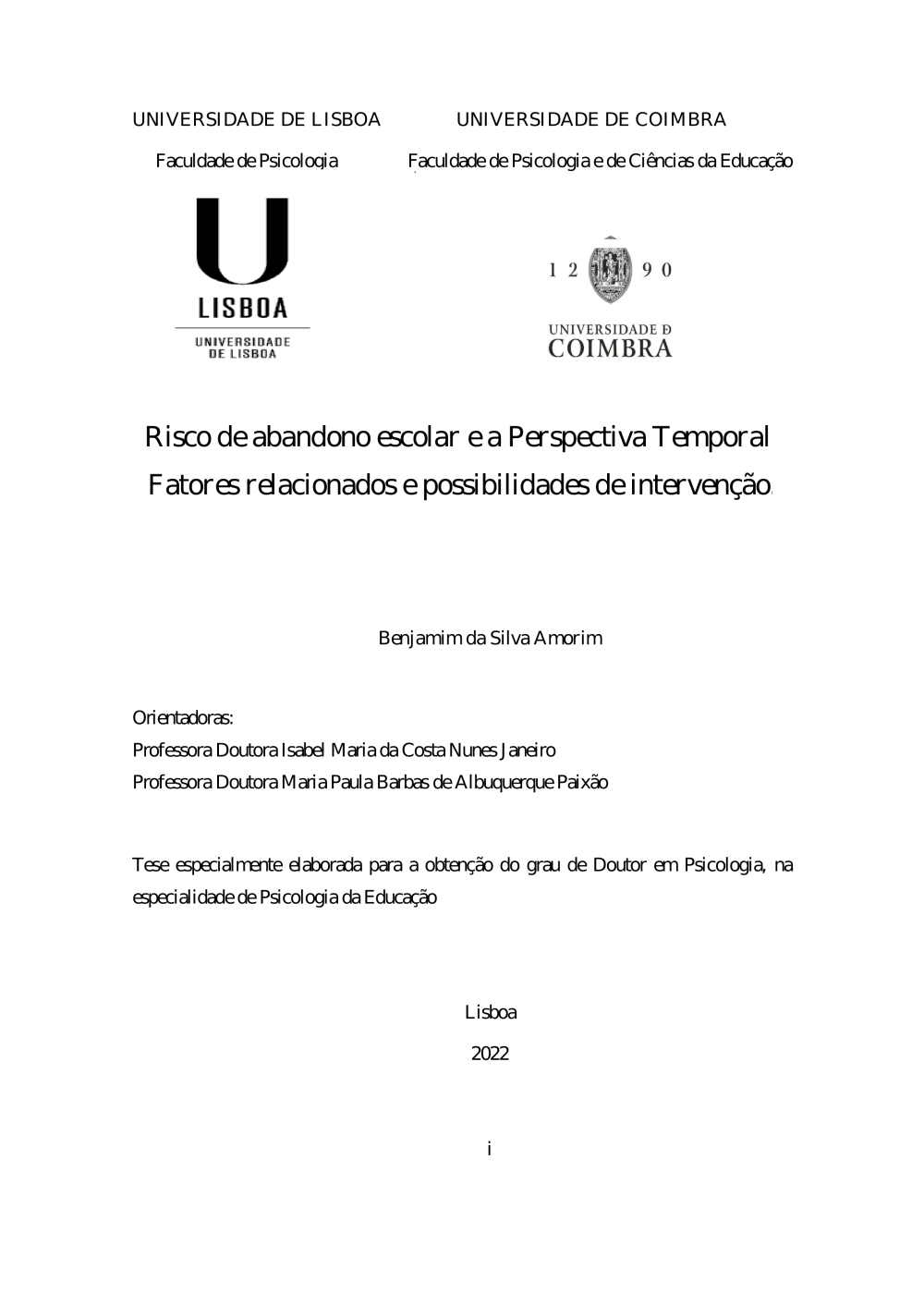 Risco de abandono escolar e a Perspectiva Temporal Fatores relacionados e possibilidades de intervenção